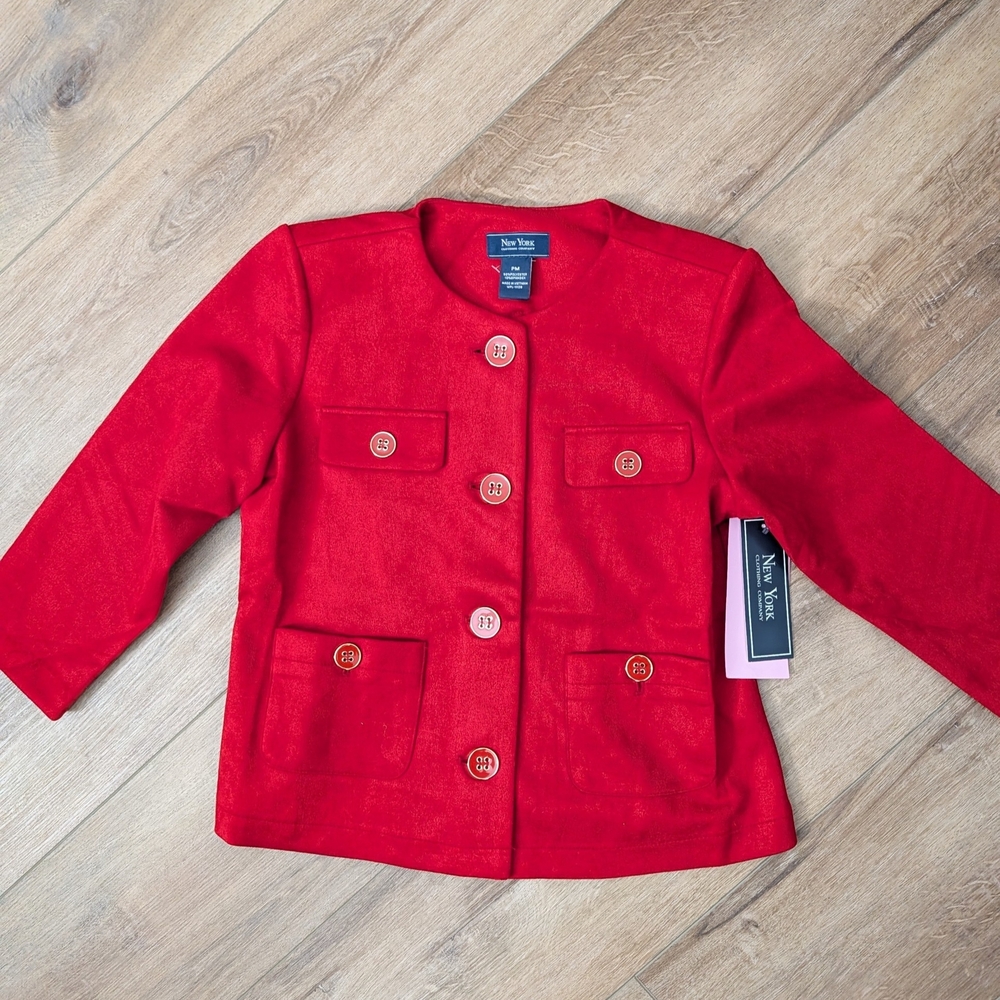 New York Clothing Company Cropped Blazer with Button Accents